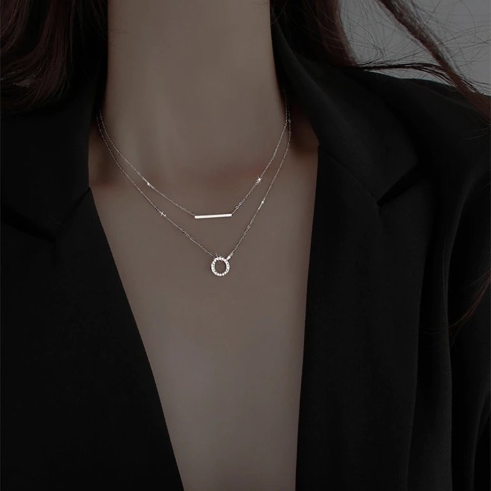 *NEW 925 Sterling Silver Bar Circle Necklace - Picture 2 of 6